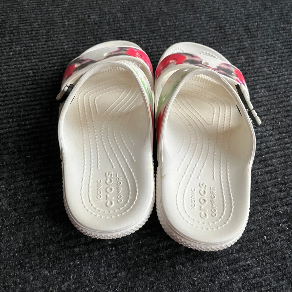 Crocs Classic Sandal Womens 6 White Tie Dye Two Strap Slide Comfort Shoes slipon